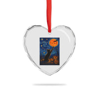 Black Cat Halloween Heart Crystal Glass Ornament Starry Night Van Gogh - Wonder Print Shop