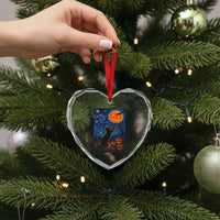 Black Cat Halloween Heart Crystal Glass Ornament Starry Night Van Gogh - Wonder Print Shop