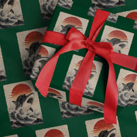 Black Cat Hunting Shark Ukiyo e Ocean Art Wrapping Paper Roll Funny Japanese Style Graphic