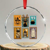 Black Cat Pumpkin Crystal Glass Ornament Retro Halloween Ghots Cat Stamp TS10