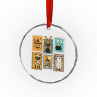 Black Cat Pumpkin Crystal Glass Ornament Retro Halloween Ghots Cat Stamp TS10