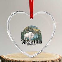Black Hills South Dakota White Buffalo Heart Crystal Glass Ornament State Pride Gift