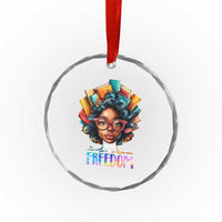 Black History Education Is Freedom Crystal Glass Ornament Black Teacher Books TS02
