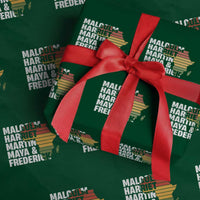 Black History Leaders Wrapping Paper Roll Malcolm Harriet Martin Maya Frederick Africa Map