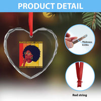 Black History Month Afro Woman Heart Crystal Glass Ornament Educated Melanated Elevated African American Empowerment