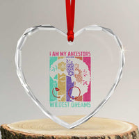 Black History Month Pride Heart Crystal Glass Ornament I Am My Ancestors Wildest Dreams Woman Retro - Wonder Print Shop