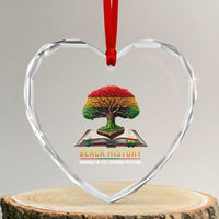 Black History Teacher Heart Crystal Glass Ornament Honoring The Past Inspiring The Future Tree of Life - Wonder Print Shop