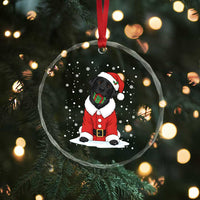 Black Labrador Santa Crystal Glass Ornament Funny Christmas Dog Lover Gift - Wonder Print Shop