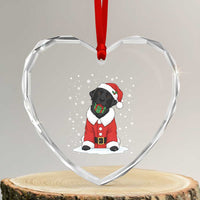 Black Labrador Santa Heart Crystal Glass Ornament Funny Christmas Dog Lover Gift - Wonder Print Shop