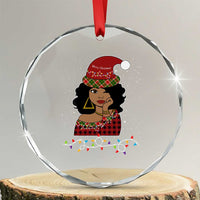 Black Santa African American Xmas Crystal Glass Ornament Sassy Afro Queen Black Woman TS10