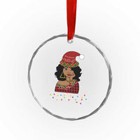 Black Santa African American Xmas Crystal Glass Ornament Sassy Afro Queen Black Woman TS10