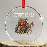 Black Santa Christmas Crystal Glass Ornament African American Western Cowboy - Wonder Print Shop
