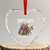 Black Santa Christmas Heart Crystal Glass Ornament African American Western Cowboy - Wonder Print Shop
