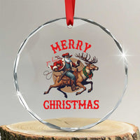 Black Santa Claus Crystal Glass Ornament African American Cowboy Christmas TS14