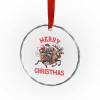 Black Santa Claus Crystal Glass Ornament African American Cowboy Christmas TS14