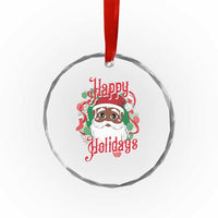 Black Santa Crystal Glass Ornament Happy Holidays African American Santa TS09