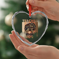 Black Teacher Magic Heart Crystal Glass Ornament Black History Month Afro Hair Melanin - Wonder Print Shop