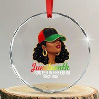 Black Woman Juneteenth Graphic Crystal Glass Ornament Rooted In Freedom Since 1865