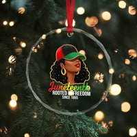Black Woman Juneteenth Graphic Crystal Glass Ornament Rooted In Freedom Since 1865