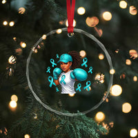 Black Women Fight Sexual Assault Awareness Crystal Glass Ornament African American Teal Ribbon Support