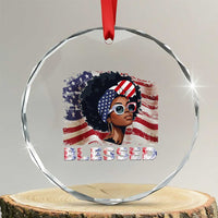Blessed Black Queen Afro American Flag Crystal Glass Ornament Patriotic Juneteenth 4th of July