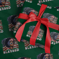 Blessed Black Queen Afro American Flag Wrapping Paper Roll Patriotic Juneteenth 4th of July