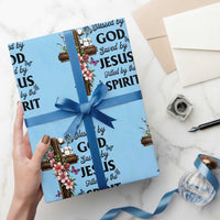 Blessed By God Saved By Jesus Wrapping Paper Roll Floral Cross Christian Faith Inspirational
