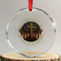 Blessings America 250 Years Crystal Glass Ornament One Nation Under God USA 250th Anniversary Patriotic Cross TS10