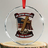 Blessings America Crystal Glass Ornament One Nation Under God USA 250th Anniversary Patriotic Christian TS10