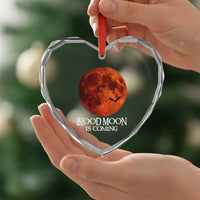 Blood Moon Is Coming Spooky Halloween Heart Crystal Glass Ornament Flying Bats Gothic Dark Horror Graphic