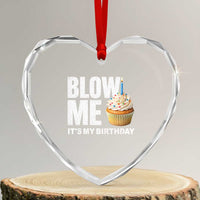 Blow Me Its My Birthday Heart Crystal Glass Ornament Funny Adult Humor Dirty Jokes Bday Gag Gifts