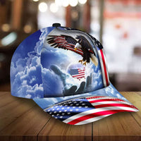 Premium America One Nation Under God, Eagle 3D Hats Blue Personalized