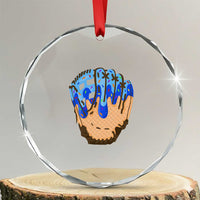 Blue Ice Cream Cone Baseball Glove Drip Crystal Glass Ornament TS02