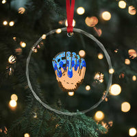Blue Ice Cream Cone Baseball Glove Drip Crystal Glass Ornament TS02