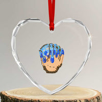 Blue Ice Cream Cone Baseball Glove Drip Heart Crystal Glass Ornament - Wonder Print Shop
