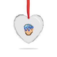 Blue Ice Cream Cone Baseball Glove Drip Heart Crystal Glass Ornament - Wonder Print Shop