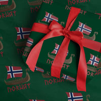 Boat Norwegian Flag Norway Viking Ship Norway Wrapping Paper Roll