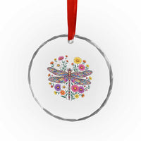 Boho Floral Spring Dragonfly Crystal Glass Ornament Colorful Mosaic Insect
