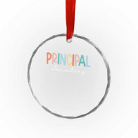 Boho Retro Vintage Elementary Principal Back to School Crystal Glass Ornament