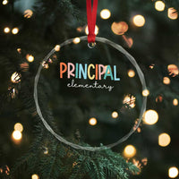 Boho Retro Vintage Elementary Principal Back to School Crystal Glass Ornament