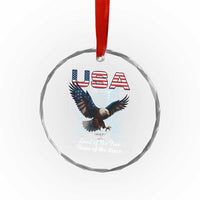 Bold Patriotic American Eagle Crystal Glass Ornament Land of the Free Home of the Brave Est 1776 TS02