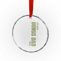 Bonus Dad Crystal Glass Ornament American Flag Best Bonus Dad Ever Fathers Day
