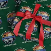 Bonus Dad Wrapping Paper Roll The Man Myth Bad Influence Step Dad Fathers Day Gift
