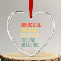 Bonus Dad Heart Crystal Glass Ornament The Man Myth Bad Influence Funny Step Dad