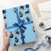 Bookish Black Cat Wrapping Paper Roll Funny Librarian Cat Lover Gift