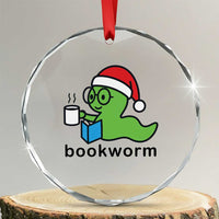 Bookworm Christmas Crystal Glass Ornament Reading Book Lover - Wonder Print Shop