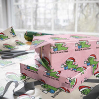 Bookworm Christmas Wrapping Paper Roll Reading Book Lover - Wonder Print Shop
