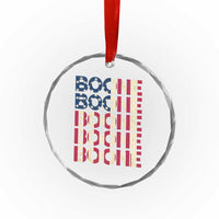 Boone Name Lover American Flag USA Stars Stripes Crystal Glass Ornament