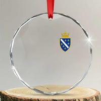 Bosnia and Herzegovina Flag Emblem with Crown Crystal Glass Ornament