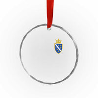 Bosnia and Herzegovina Flag Emblem with Crown Crystal Glass Ornament